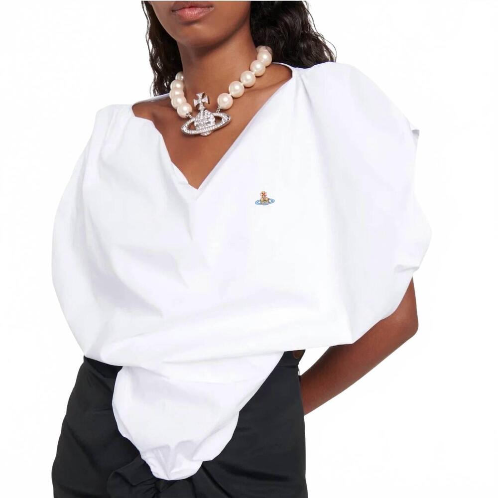 NEW VIVIENNE WESTWOOD heart cotton asymmetric top in white